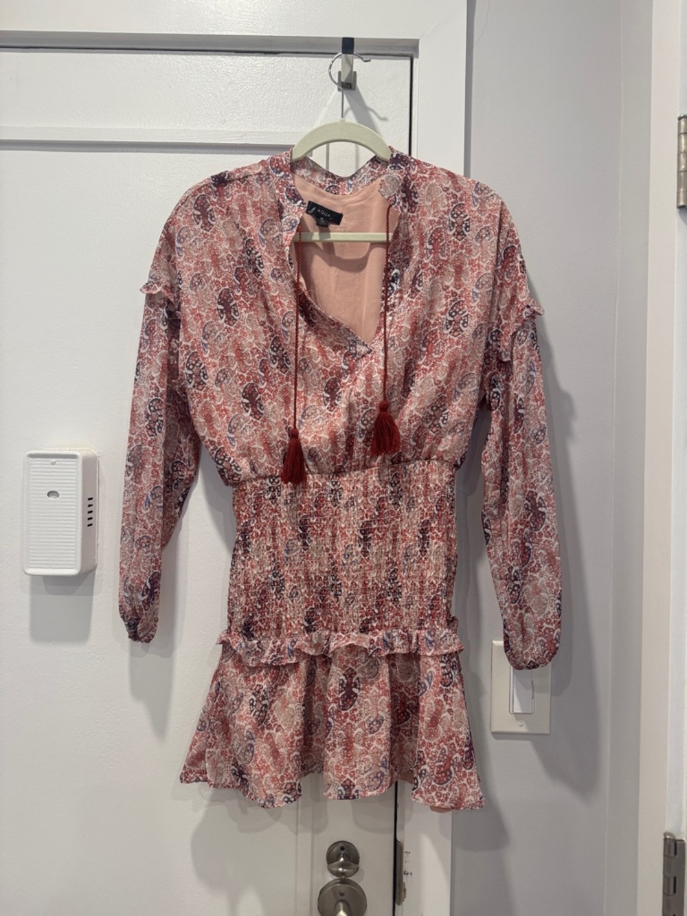 Aqua Rose Paisley Smocked Tunic with Tassel Ties